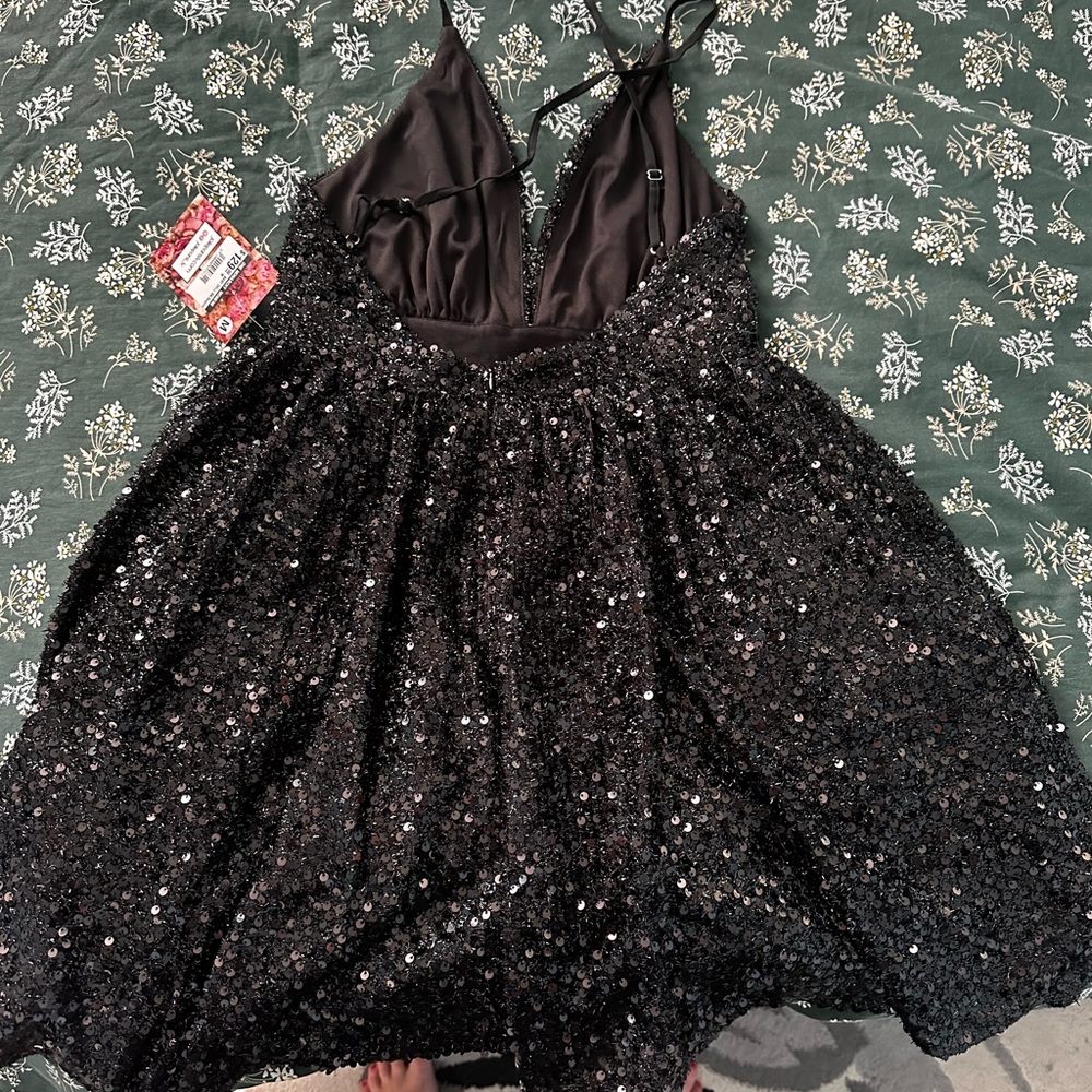 Black Sequin Babydoll Dress size M